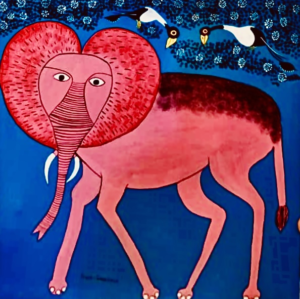 Siwa Tingatingaの作品ピンクのゾウ